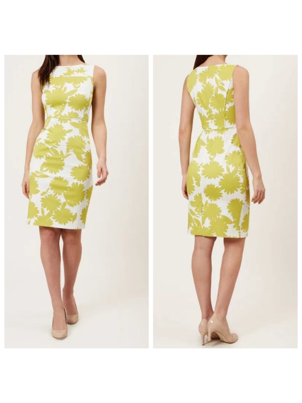 Hobbs London Cleo Dress in Ivory Lemondrop Sheath Dress